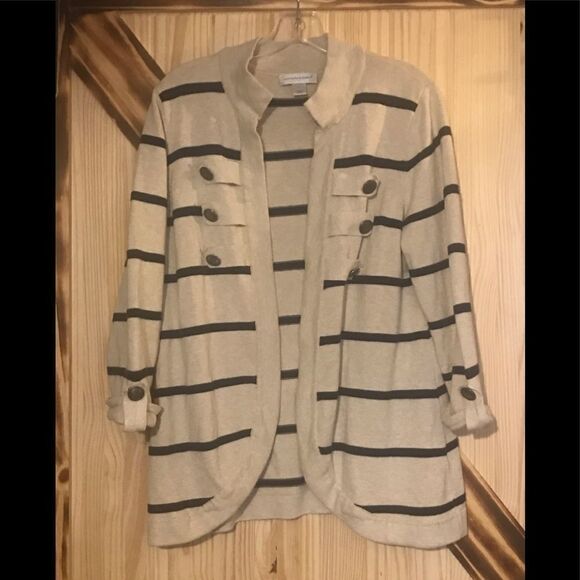 Christopher & Banks Cardigan Cream Blue L - Picture 3 of 9